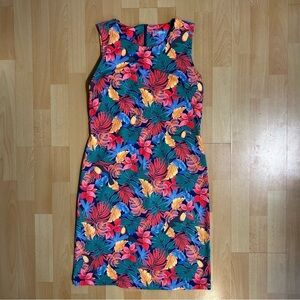 J. McLaughlin Palm Pop Toucan Catalina Cloth Sheath Dress Medium Tropical